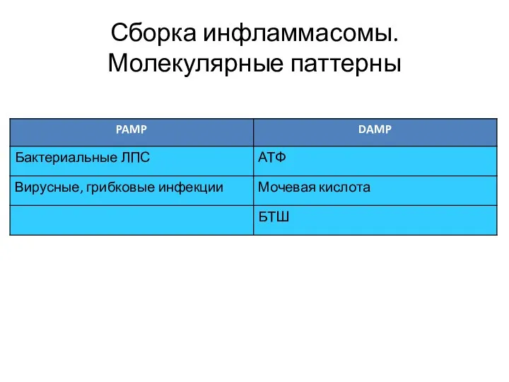 Сборка инфламмасомы. Молекулярные паттерны