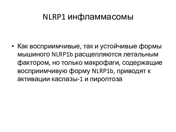 NLRP1 инфламмасомы Как восприимчивые, так и устойчивые формы мышиного NLRP1b