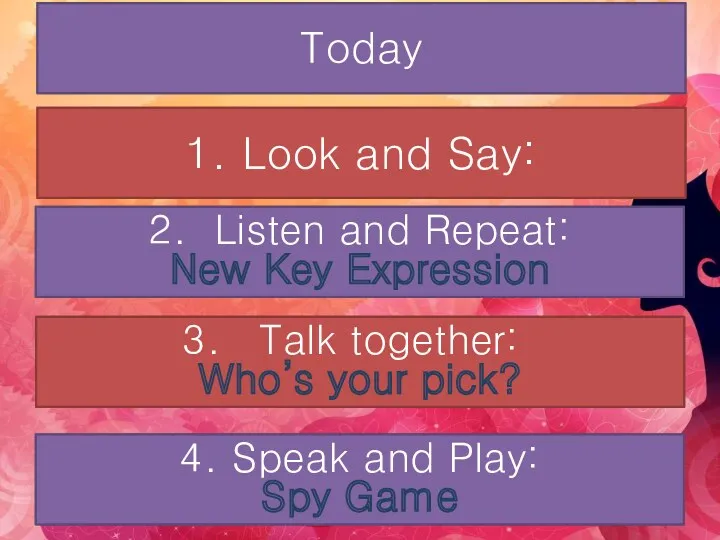 1. Look and Say: 2. Listen and Repeat: New Key