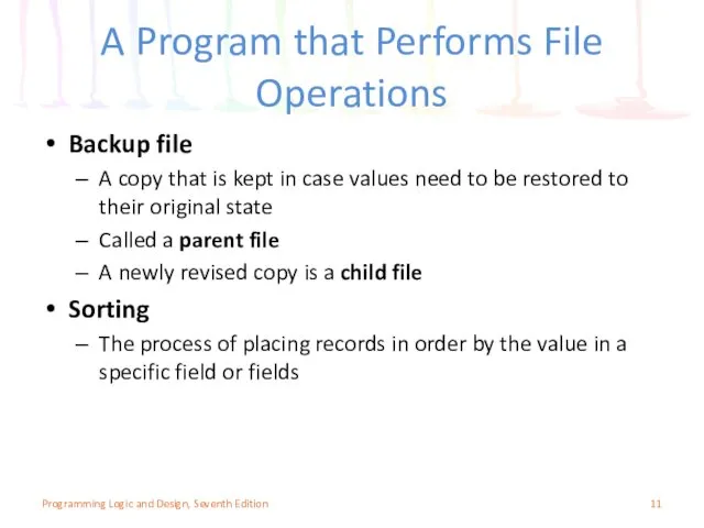 A Program that Performs File Operations Backup file A copy