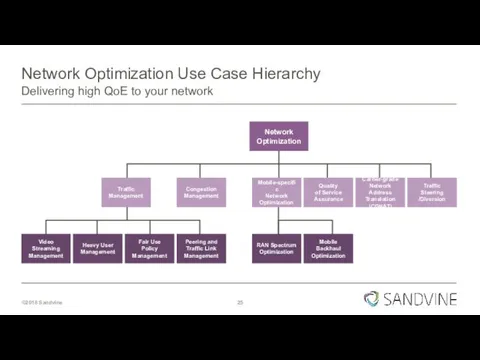 Network Optimization Use Case Hierarchy Delivering high QoE to your network Network Optimization