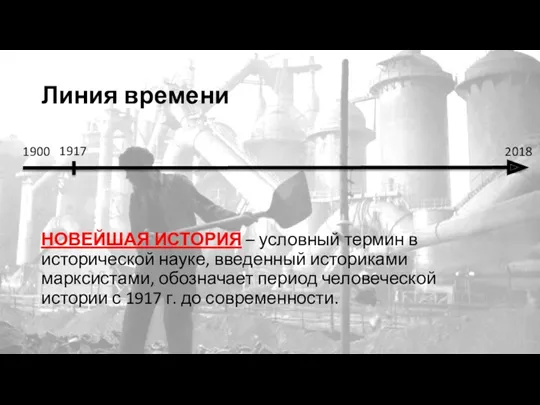 Линия времени НОВЕЙШАЯ ИСТОРИЯ – условный термин в исторической науке,