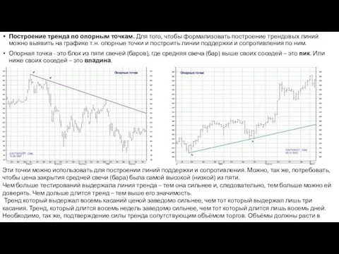 Построение тренда по опорным точкам. Для того, чтобы формализовать построение