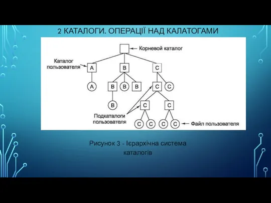 2 КАТАЛОГИ. ОПЕРАЦІЇ НАД КАЛАТОГАМИ Рисунок 3 - Ієрархічна система каталогів