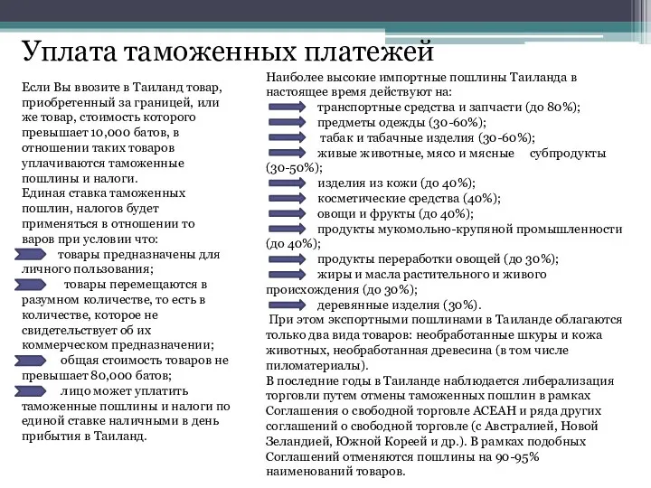 Если Вы ввозите в Таиланд товар, приобретенный за границей, или