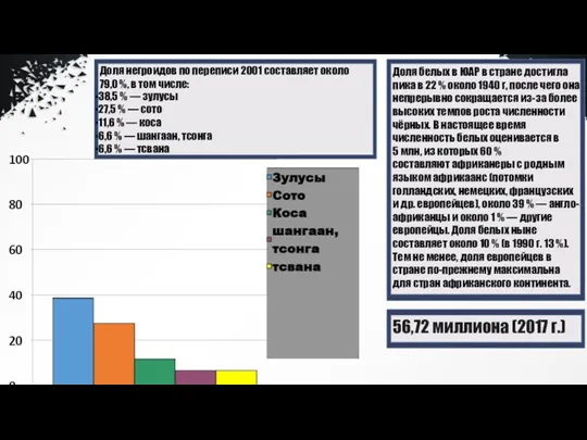 Доля белых в ЮАР в стране достигла пика в 22