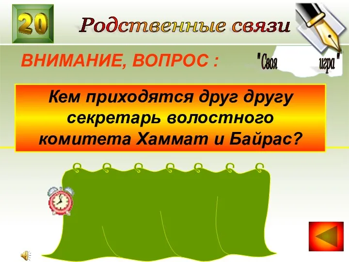 Родственные связи Кем приходятся друг другу секретарь волостного комитета Хаммат