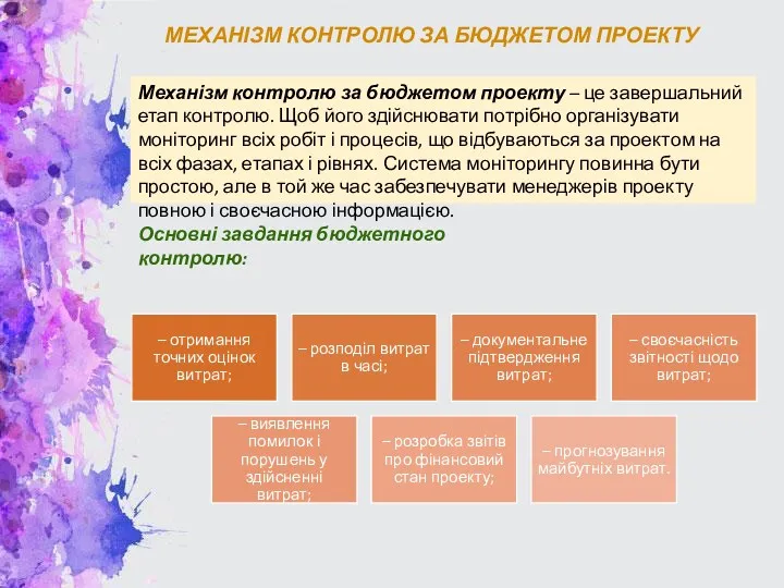 Механізм контролю за бюджетом проекту – це завершальний етап контролю. Щоб його здійснювати