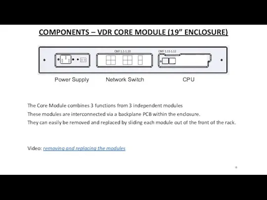 COMPONENTS – VDR CORE MODULE (19” ENCLOSURE) The Core Module