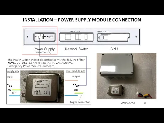 INSTALLATION – POWER SUPPLY MODULE CONNECTION The Power Supply should