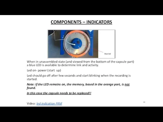 COMPONENTS – INDICATORS When in unassembled state (and viewed from