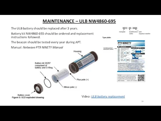 MAINTENANCE – ULB NW4860-695 The ULB battery should be replaced