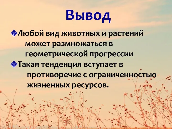 Любой вид животных и растений может размножаться в геометрической прогрессии