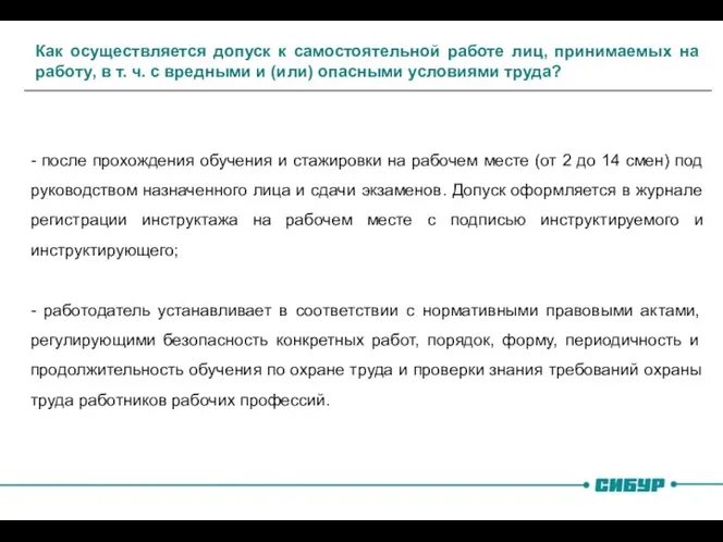 Как осуществляется допуск к самостоятельной работе лиц, принимаемых на работу, в т. ч.