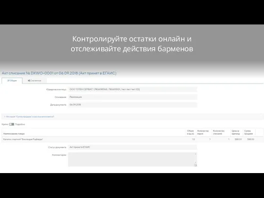 Контролируйте остатки онлайн и отслеживайте действия барменов