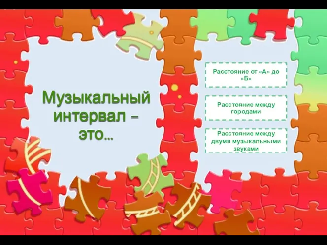 Музыкальный интервал – это… Расстояние от «А» до «Б» Расстояние