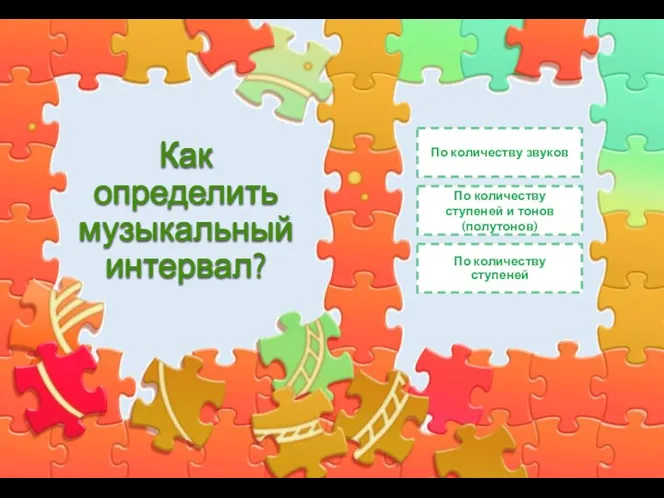 Как определить музыкальный интервал? По количеству звуков По количеству ступеней и тонов (полутонов) По количеству ступеней