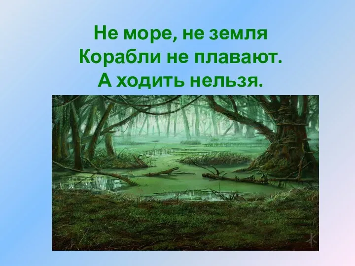 Не море, не земля Корабли не плавают. А ходить нельзя.