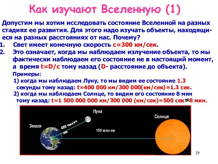 Как изучают Вселенную (1) Допустим мы хотим исследовать состояние Вселенной