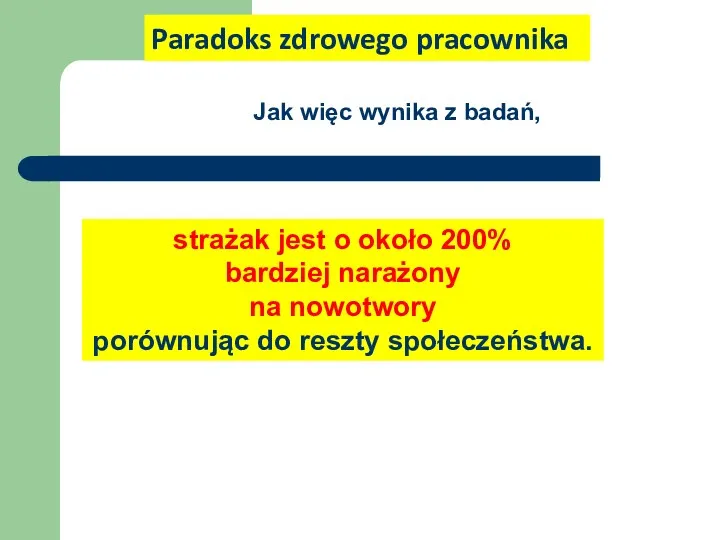 Jak więc wynika z badań, Paradoks zdrowego pracownika strażak jest