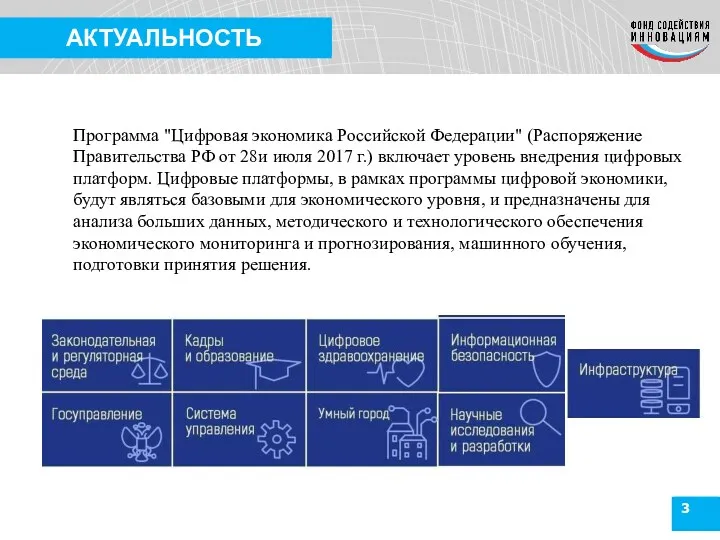 3 АКТУАЛЬНОСТЬ Программа "Цифровая экономика Российской Федерации" (Распоряжение Правительства РФ