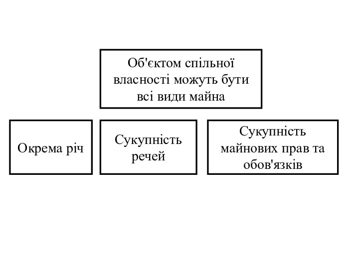 Об'єктом спільної власності можуть бути всі види майна Окрема річ