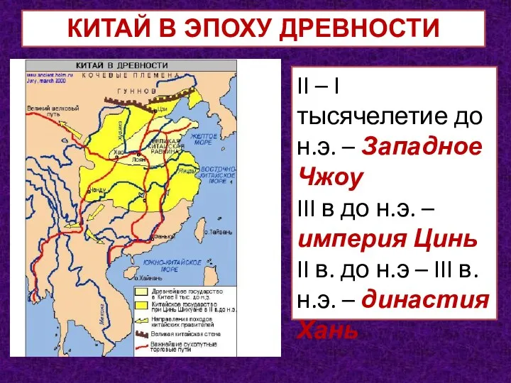 КИТАЙ В ЭПОХУ ДРЕВНОСТИ II – I тысячелетие до н.э.