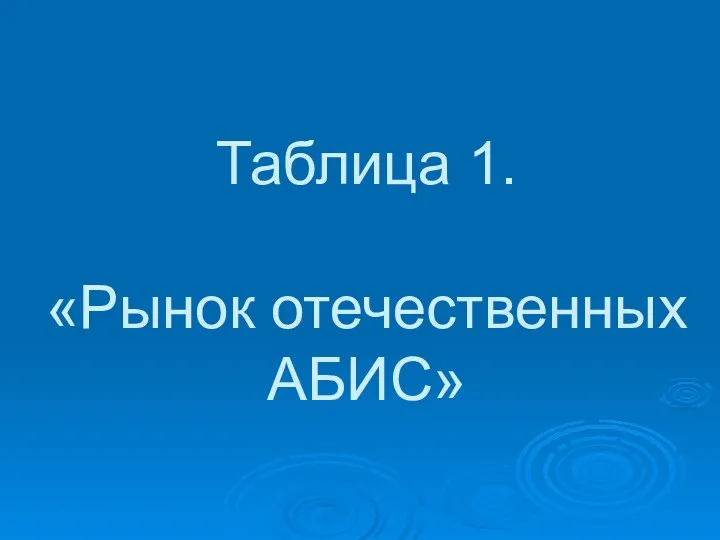 Таблица 1. «Рынок отечественных АБИС»