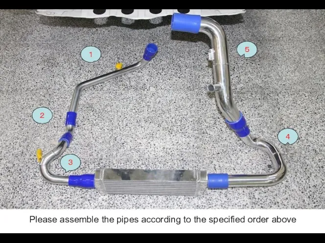 Please assemble the pipes according to the specified order above ３ ２ １ ４ ５