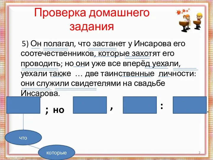 Проверка домашнего задания 5) Он полагал, что застанет у Инсарова