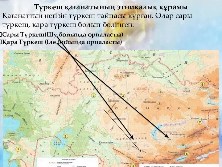 Түркеш қағанатының этникалық құрамы Қағанаттың негізін түркеш тайпасы құрған. Олар