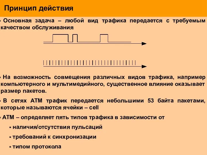 Принцип действия Основная задача – любой вид трафика передается с