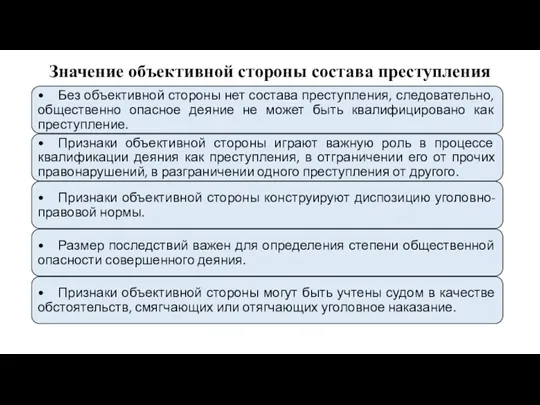 Значение объективной стороны состава преступления