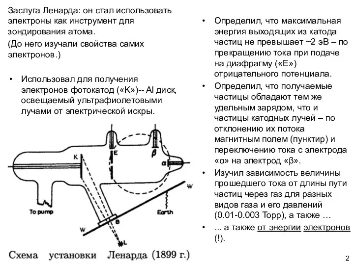 Заслуга Ленарда: он стал использовать электроны как инструмент для зондирования