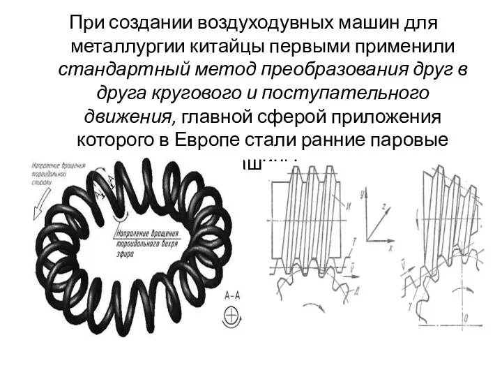 При создании воздуходувных машин для металлургии китайцы первыми применили стандартный метод преобразования друг