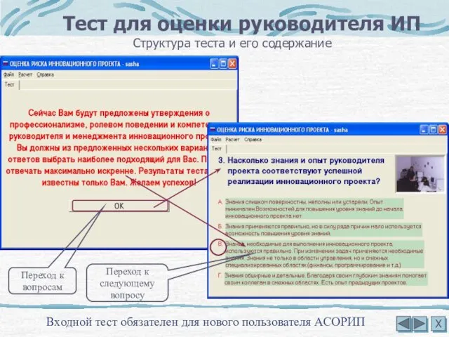 Тест для оценки руководителя ИП Входной тест обязателен для нового