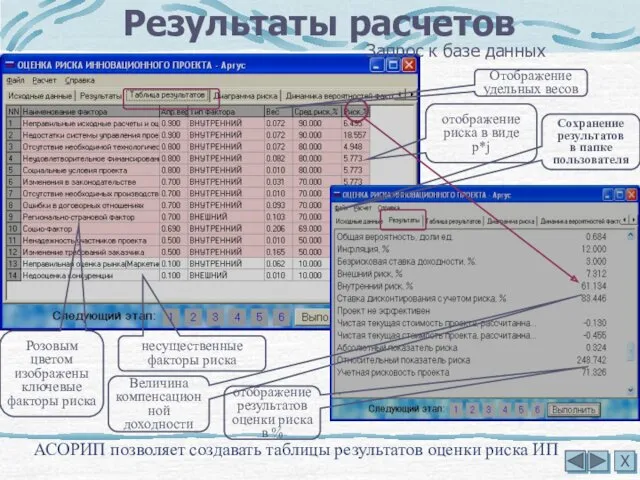 Запрос к базе данных АСОРИП позволяет создавать таблицы результатов оценки