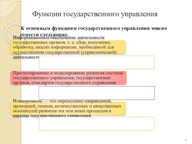 Функции государственного управления К основным функциям государственного управления можно отнести