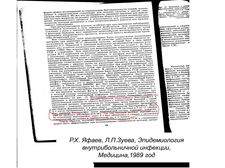 Р.Х. Яфаев, Л.П.Зуева, Эпидемиология внутрибольничной инфекции, Медицина,1989 год