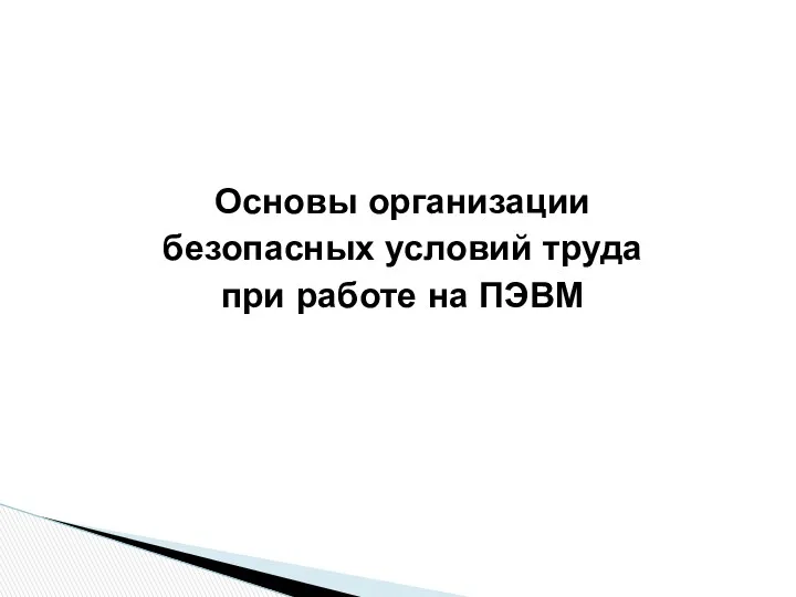 Основы организации безопасных условий труда при работе на ПЭВМ