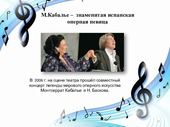 М.Кабалье – знаменитая испанская оперная певица В 2006 г. на