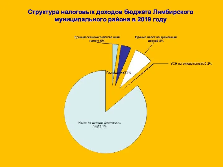 Структура налоговых доходов бюджета Лямбирского муниципального района в 2019 году