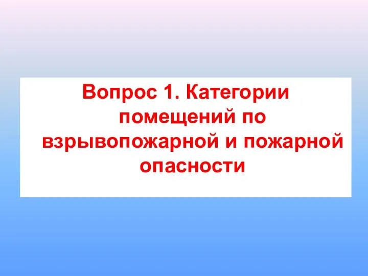 Вопрос 1. Категории помещений по взрывопожарной и пожарной опасности