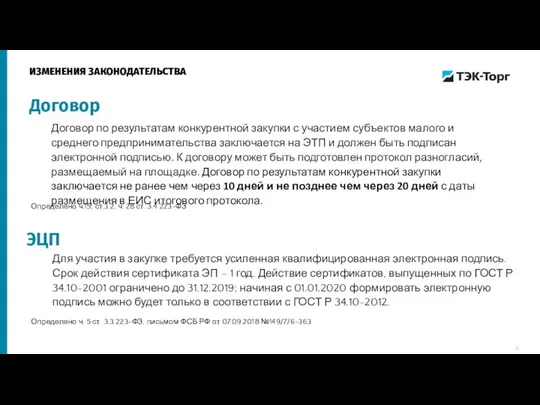 Договор по результатам конкурентной закупки с участием субъектов малого и