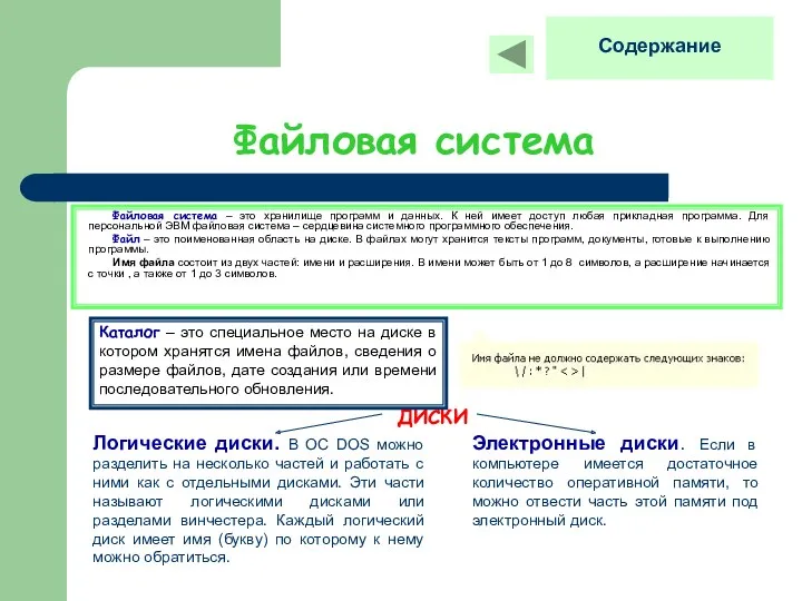 Файловая система Файловая система – это хранилище программ и данных.