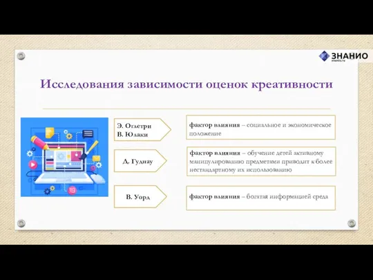 Исследования зависимости оценок креативности фактор влияния – социальное и экономическое