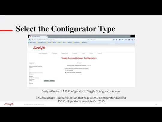 Select the Configurator Type Design/Quote ? A1S Configurator ? Toggle Configurator Access «ASD