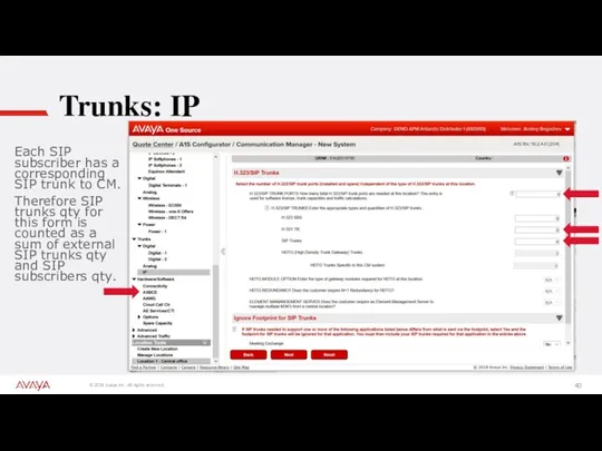 Trunks: IP Each SIP subscriber has a corresponding SIP trunk
