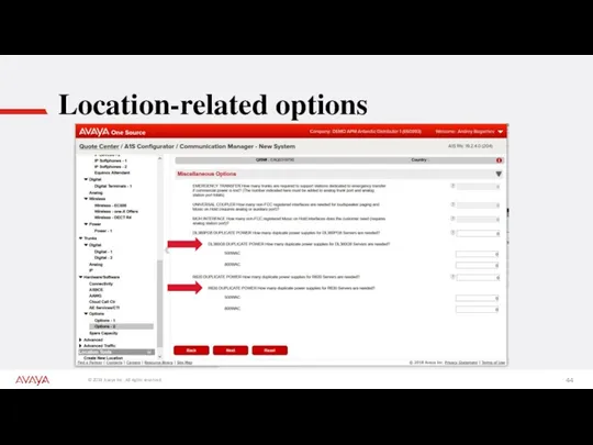 Location-related options