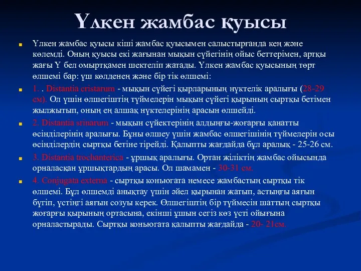 Үлкен жамбас қуысы Үлкен жамбас қуысы кіші жамбас қуысымен салыстырғанда